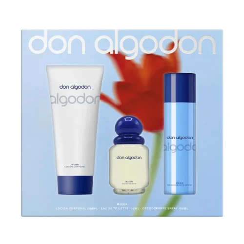 DON ALGODON SET TRIPACK MUJER EDT 100ML + DEO + LOCIÓN 
 ESTUCHES SEÑORA